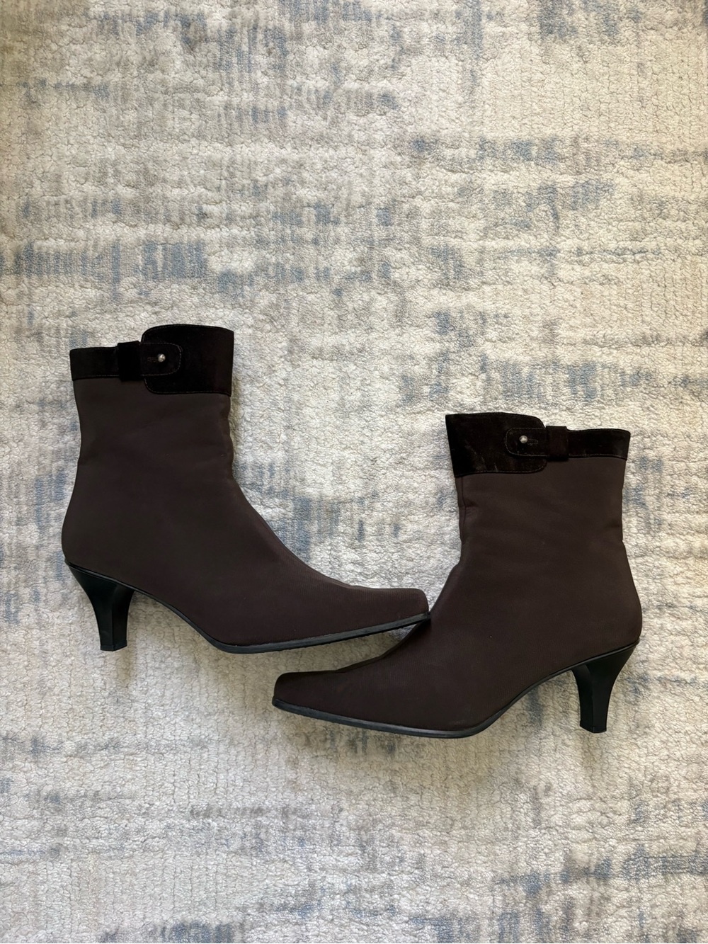 Stuart Weitzman Brown Ankle Boots with Velvet Trim